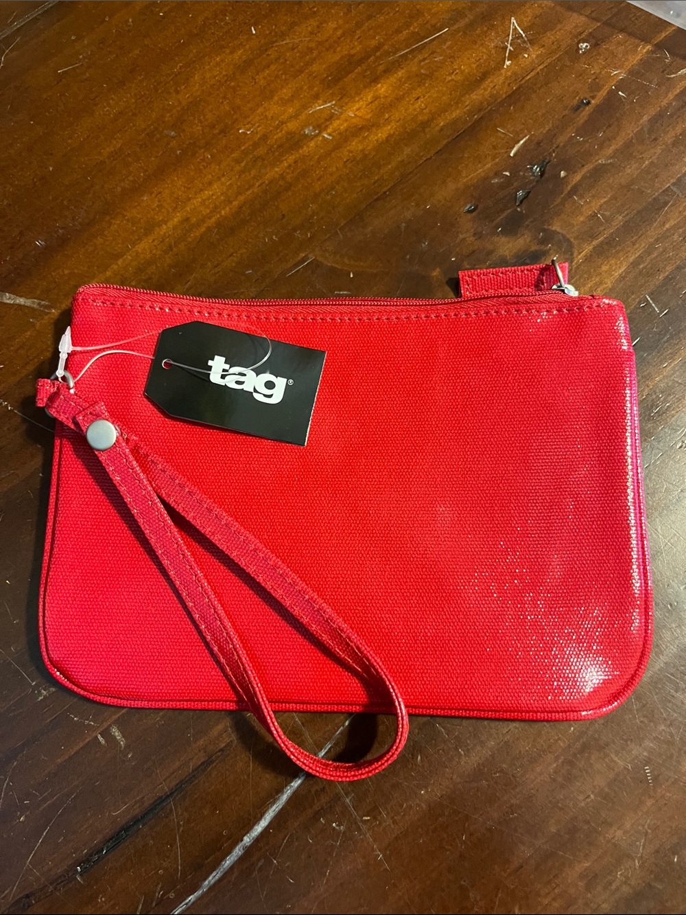Tag Red Wristlet Clutch